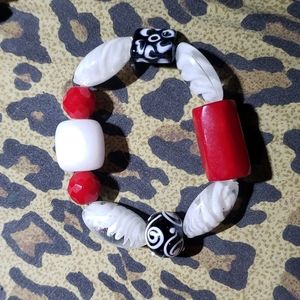 Chunky vintage semi precious stone, glass and Murano glass bracelet